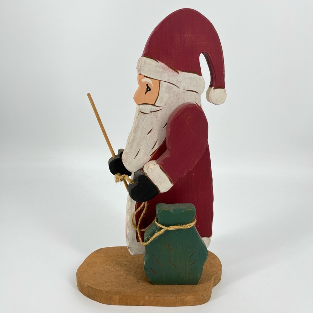 Hand Painted Santa Claus Vintage Christmas Wooden Decor Standing 15.5" Holiday